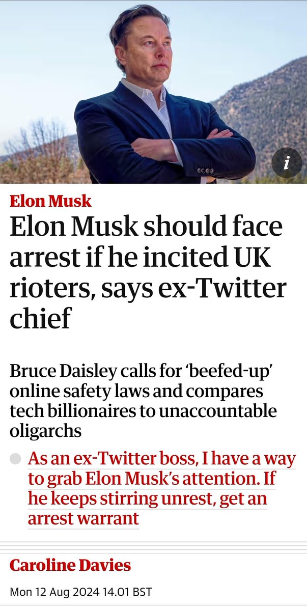 Reading <a href="/ccdavies/">Caroline Davies</a>' with coffee and find my nodding.

<a href="/elonmusk/">Elon Musk</a>, the chief twit, spreading of inflammatory and sometimes just outright fake news needs a meaningful response.