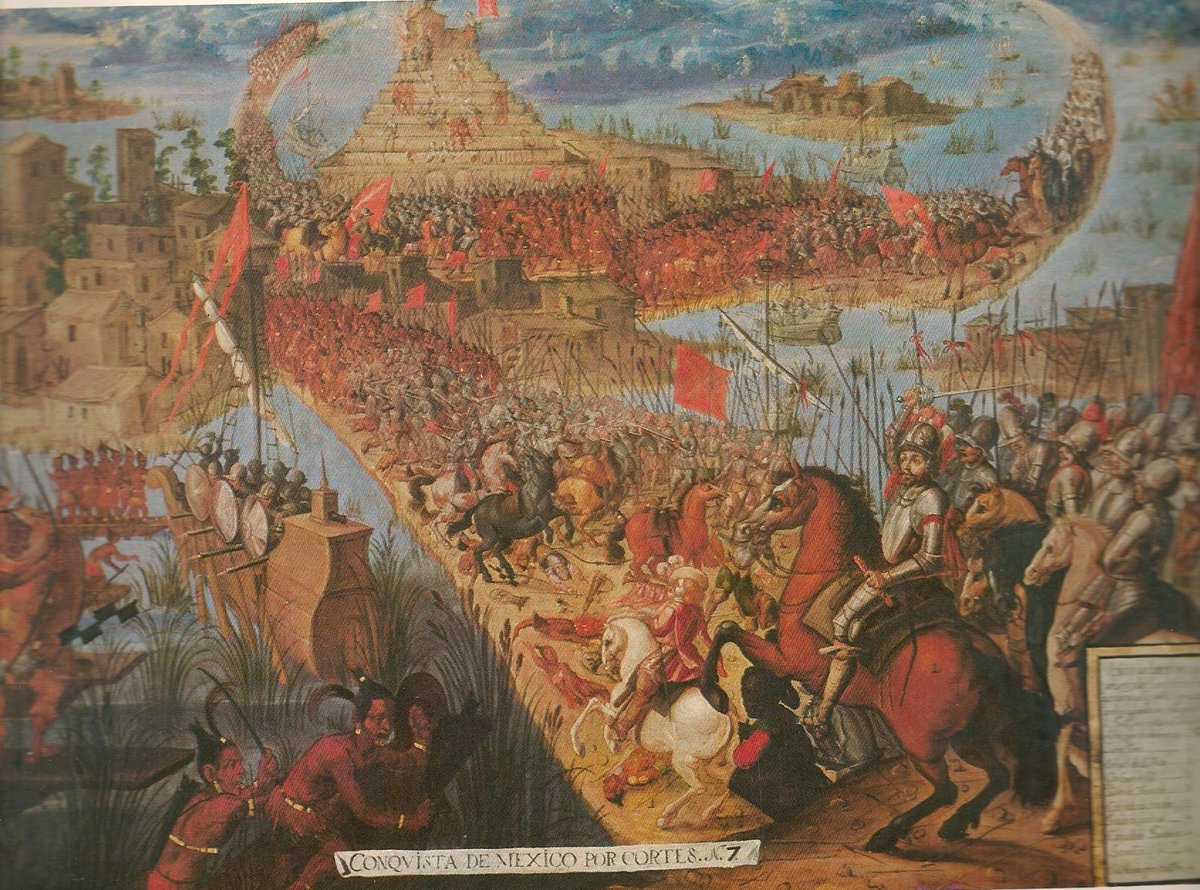 Imperio_e's tweet photo. 13 de Agosto 1521: en Tenochtitlan, Cuauhtémoc se rinde ante los españoles encabezados por Hernán Cortés, y estos toman la capital del Imperio Mexica.

El ejército estaba integrado en su mayoría por indígenas, cansados de los fuertes tributos impuestos y los sacrificios humanos. https://t.co/WhFeVzdzSi