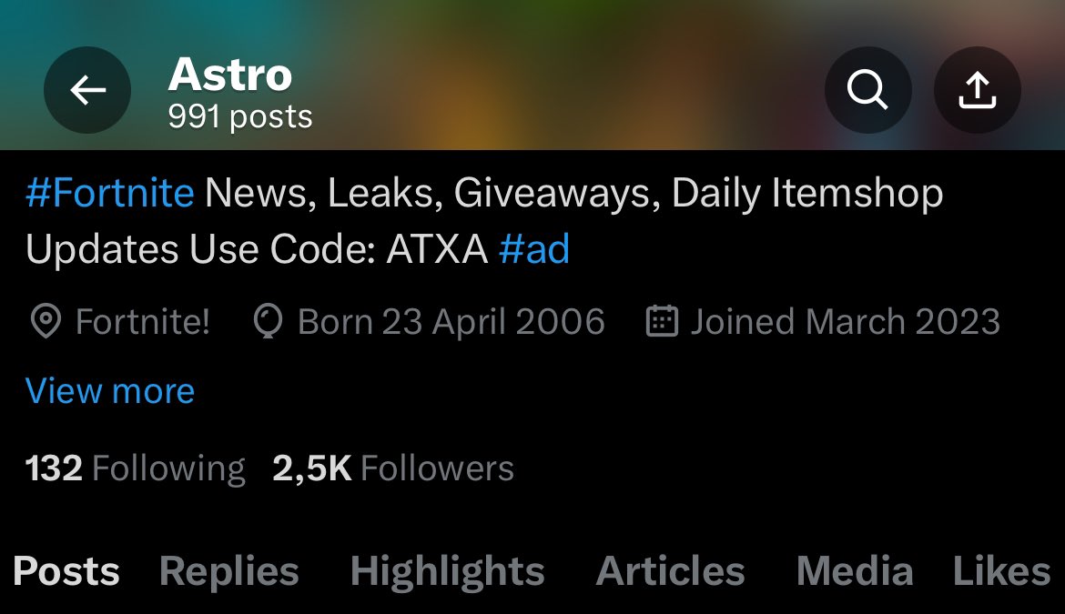 bymeAstro's tweet photo. Only 9 posts left and we hit 1k posts😭🫶🏻

#Fortnite #we_did_it https://t.co/TMJywjqP71