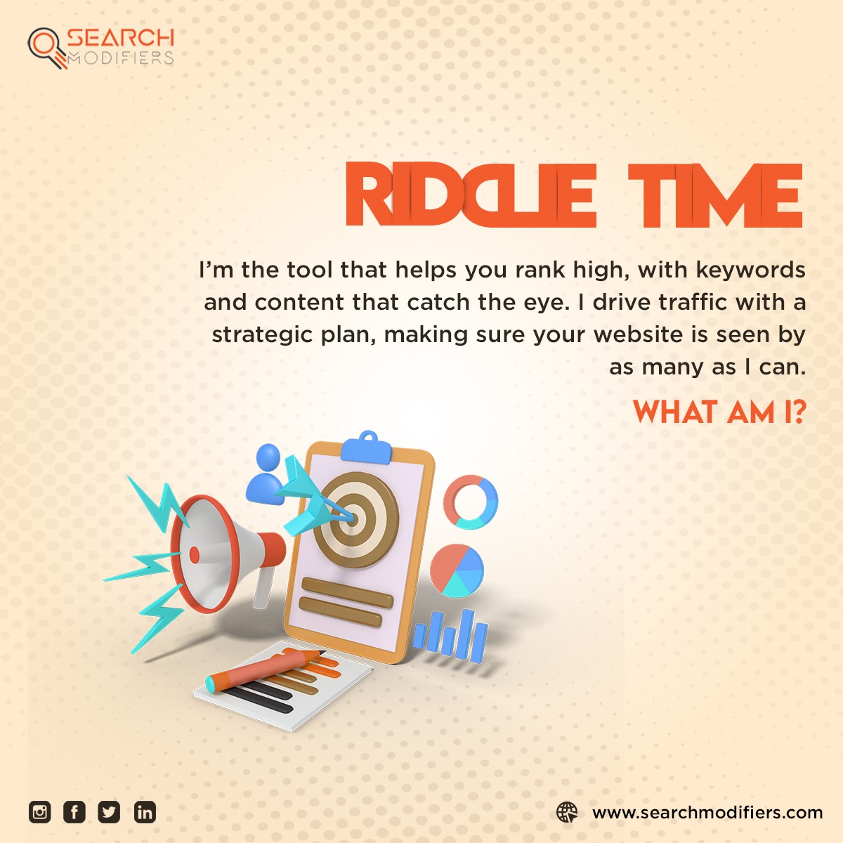 searchmodifiers's tweet photo. Search Modifiers: Unleash the power of a tool that boosts your rankings, drives traffic, and ensures your website gets the attention it deserves. Can you guess what it is?
#RiddleTime #GuessTheTool #SEO #DigitalMarketing #SearchModifiers #EngageYourAudience #searchmodifiers https://t.co/pQ1UhaZSQB