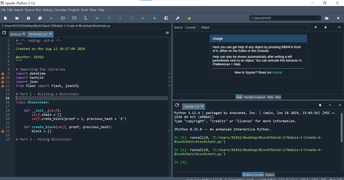 TamrakarMahesh2's tweet image. 🎯 Day 57 of #100DaysOfCode

🚀 Started creating blockchain using spyder
➡Creating Blockchain using Classes in python

#Ethereum
#BlockchainDevelopment
#CodingChallenge
#TechTwitter
#100DaysOfBlockchain #CodingJourney #LearningJourney #buildinpublic #learning #ProblemSolving