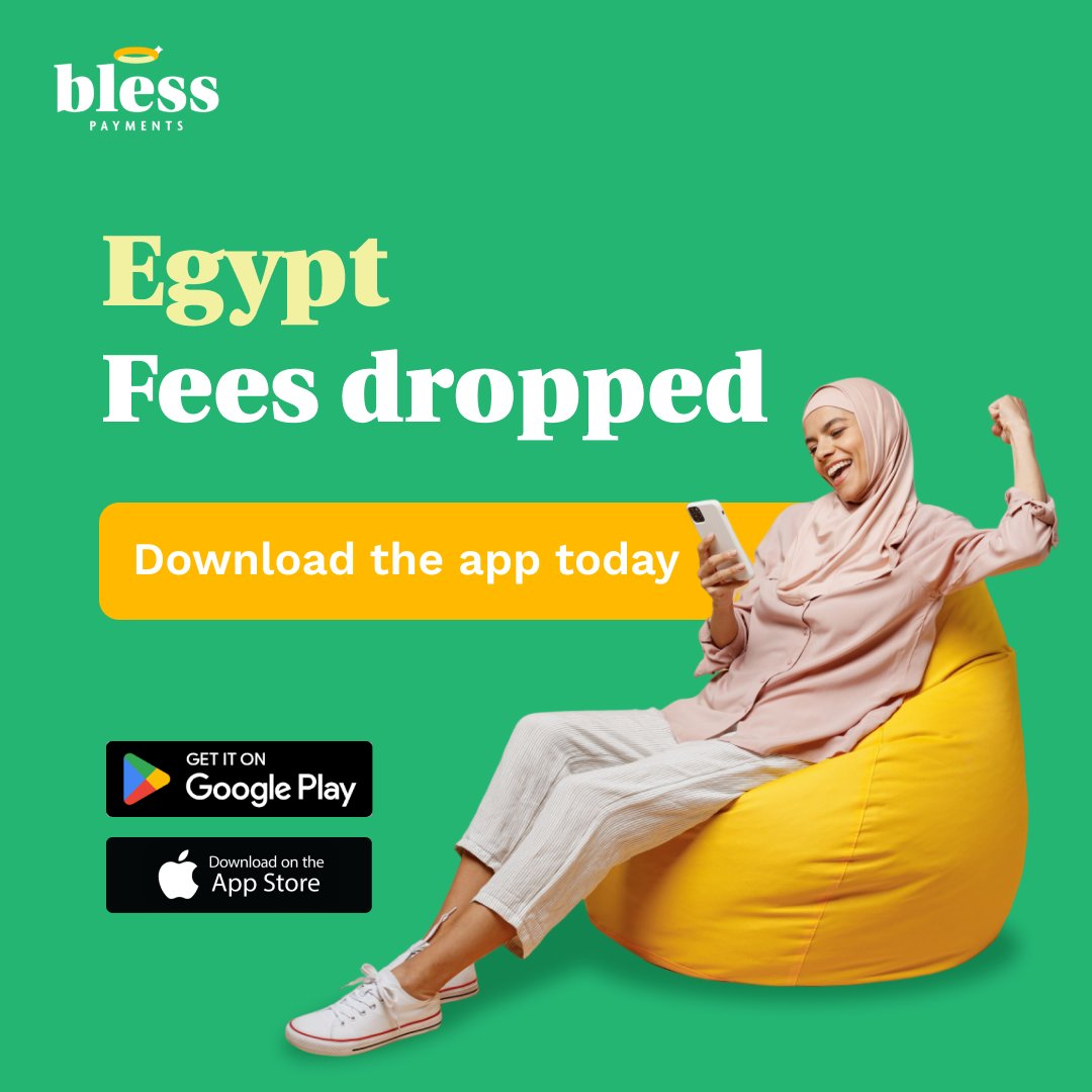 📢 Fees dropped to Egypt!

You can now send more of your money to your loved ones in Egypt.

Download the Bless Payments app and start sending blessings today!
📲 onelink.to/blesspayments

#blesspayments #familyiseverything #migrants #sendmoneytoegypt
