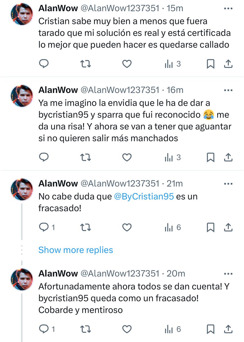 Hola <a href="/AlanWow1237351/">AlanWow ROCKLAND.</a> déjame decirte que el fracasado eres tú, nunca fuiste ni eres ni serás nadie. La mayoría de la gente no le caes bien y la otra se ríe de ti. Yo se que sólo quieres llamar la atención, pero la única realidad es que eres una persona realmente tarada.