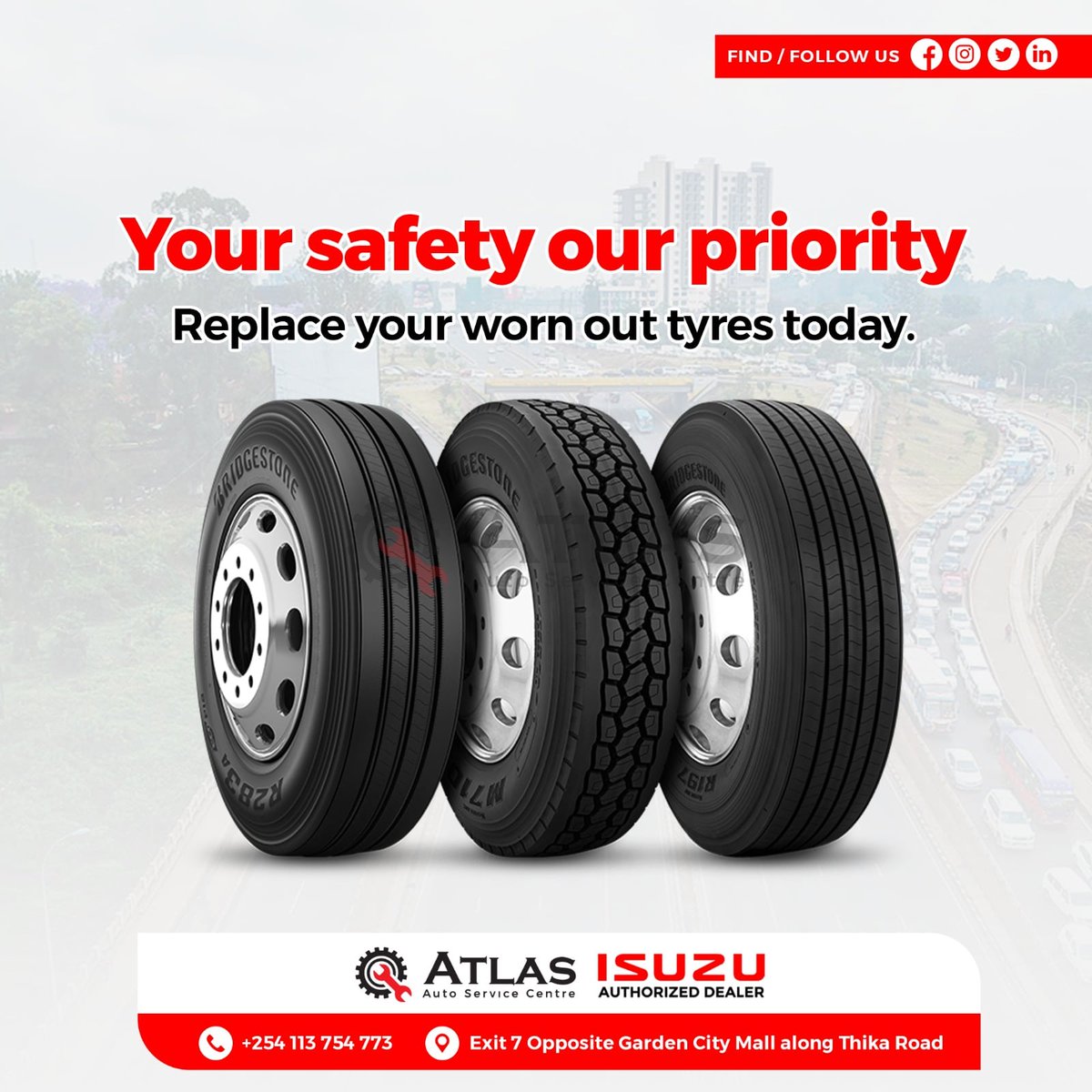 Atlas Service Centre (@atlasautocentre) on Twitter photo Don't let worn tires put you in danger.๐๐ง Your safety is non-negotiable. Get your worn-out tires replaced today at <a href="/Atlasautocentre/">Atlas Service Centre</a>! ๐#howcanwehelp #garage #isuzu #DriveSafe #SafetyFirst #TireReplacement #Trump #Olympics2024 #AffordableHousing #Netanyahu #Kanguva #Kamala2024 Don't let worn tires put you in danger.๐๐ง Your safety is non-negotiable. Get your worn-out tires replaced today at <a href="/Atlasautocentre/">Atlas Service Centre</a>! ๐#howcanwehelp #garage #isuzu #DriveSafe #SafetyFirst #TireReplacement #Trump #Olympics2024 #AffordableHousing #Netanyahu #Kanguva #Kamala2024