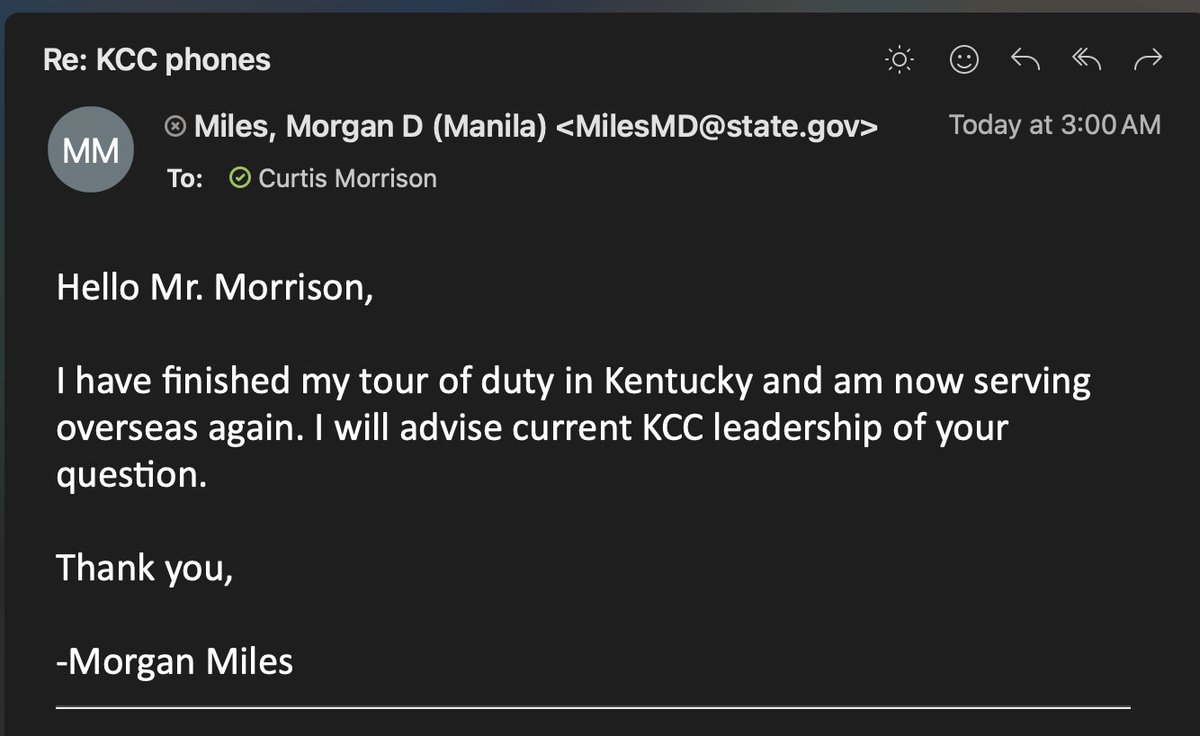 curtismorrison's tweet photo. And in DV news...Morgan Miles is no longer the Director of the Kentucky Consular Center. https://t.co/7zXqtQsYdQ