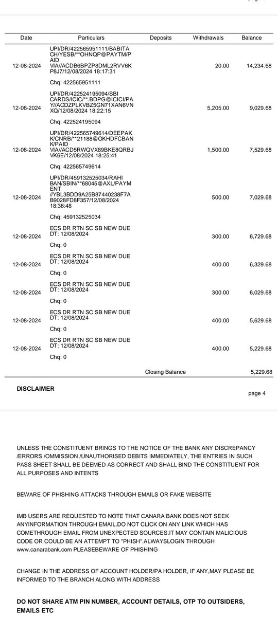 SumitMjps's tweet photo. Hello @canarabank
 I pay 4000 for SIP every month in 5 different MF. 
Yesterday I got my salary in the evening after that I paid manually for the SIP amount. 
But the bank deducted ECS charges 1800 inr. 
I have attached a bank statement with this tweet. Please refund my amount. https://t.co/wYFkD4yMQY