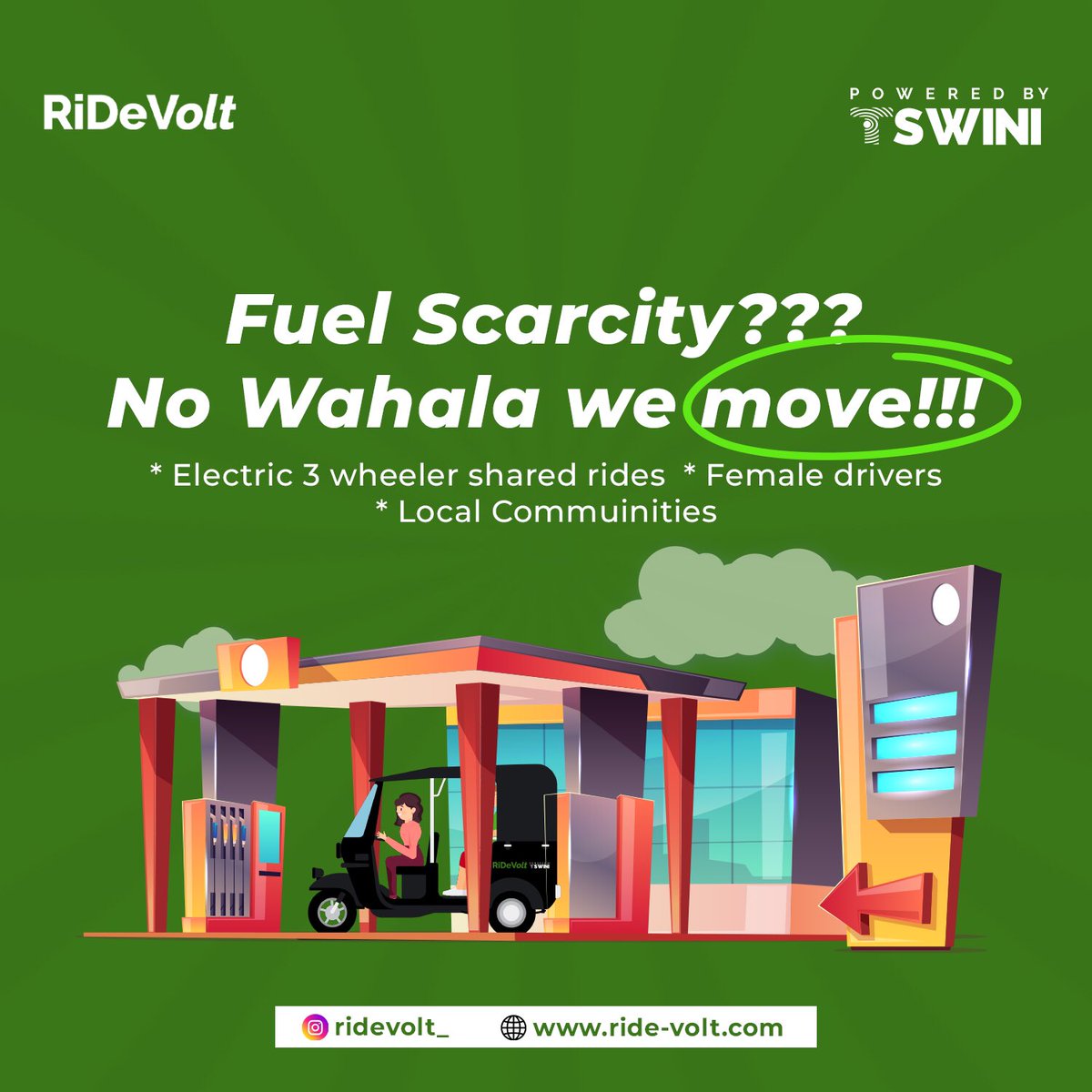 tswinicompany's tweet photo. With RideVolt, there will be No need to join long queues anymore, just plug and go!

#electricmobilityforwomen #electricmobolityforcommunities #driveelectricinNigeria #Ridevoltapp #electricvehiclesinafrica #electric3wheelers #ridevoltbytswini #cleanmobility https://t.co/4HRyZnQNVq