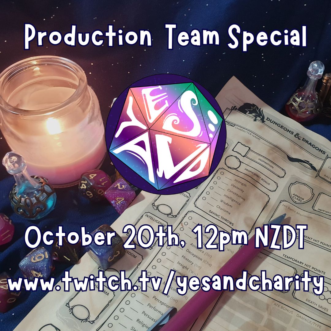 The "Yes And Charity Stream" are back with a simple mission &amp; big dreams. We're raising money for Charity by playing D&amp;D on 20th of Oct, 12pm on Twitch. Just like every other year, we need your help!
Lots of fun facts to tell you all about, so stay tuned! 💜 #yesandcharitystream