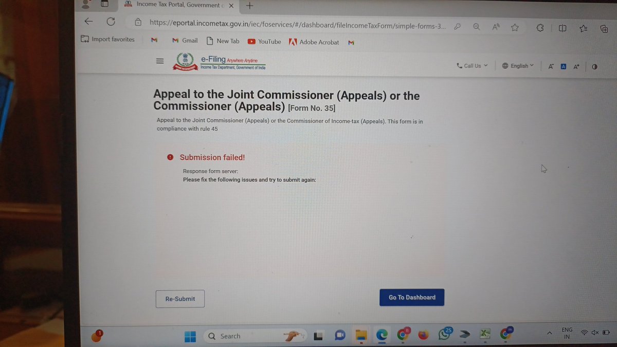 Hoty_mudasir's tweet photo. From Last one week I am not able to file an Appeal form 35 
@IncomeTaxIndia @taxguru_in @IncomeTax_APTS @FinMinIndia https://t.co/TxeR7cPDua