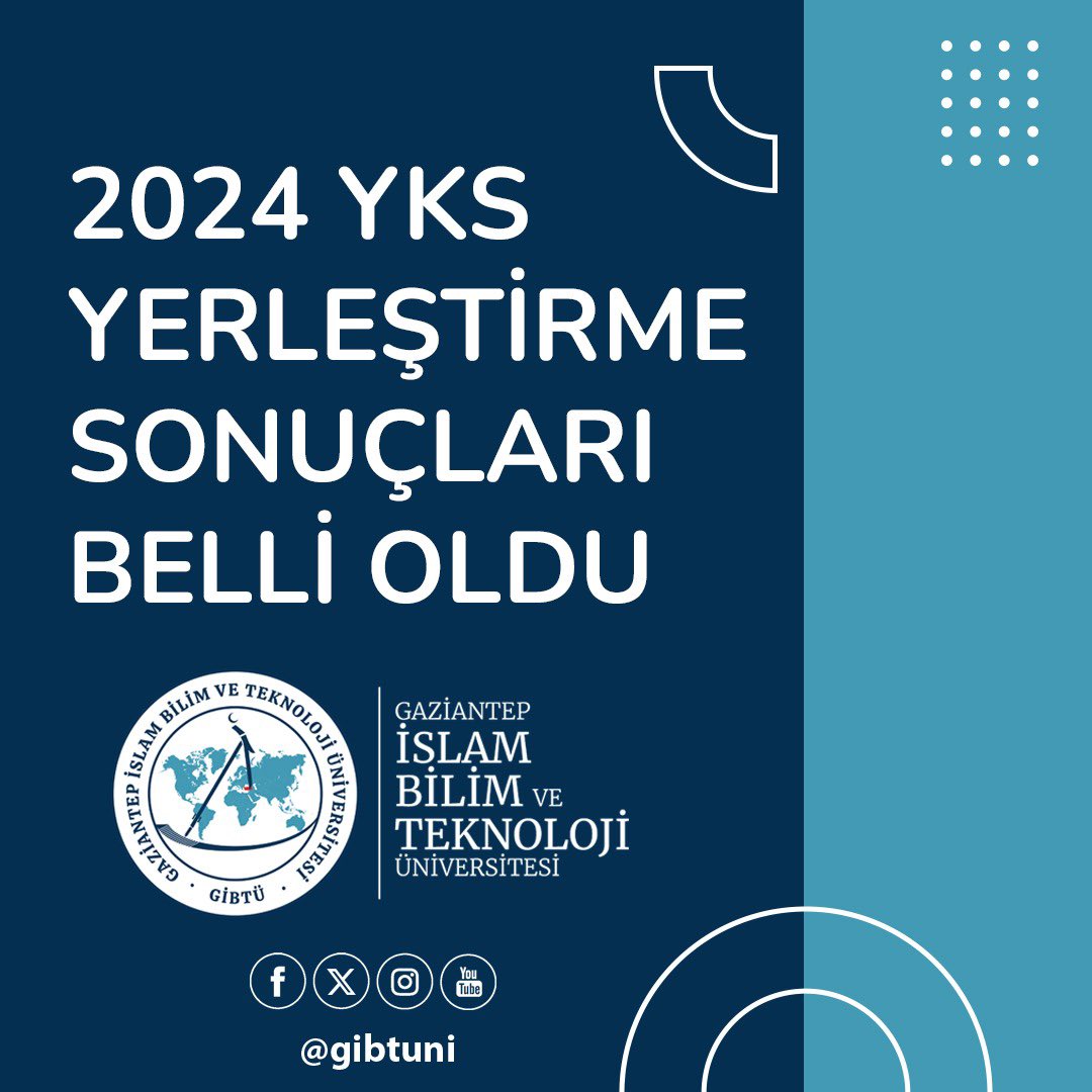 2024 YKS yerleştirme sonuçları açıklandı. 
Üniversitemizi tercih eden tüm öğrencilerimize teşekkür ederiz. GİBTÜ ailesine hoş geldiniz! Burada, geleceğinizi inşa edecek güçlü bir akademik yolculuğa adım atıyorsunuz. Kariyeriniz bizimle başlıyor, birlikte büyük başarılara imza