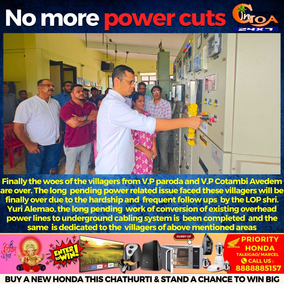 InGoa24x7's tweet photo. #Finally the woes of the villagers from V.P paroda and V.P Cotambi Avedem are over. The long  pending power related issue faced these villagers will be finally over due to the hardship &amp; frequent follow ups  by the LOP shri. @Yurialemao9

#PowerCut #solved #UndergroundCabling https://t.co/rIvsGmPJAs