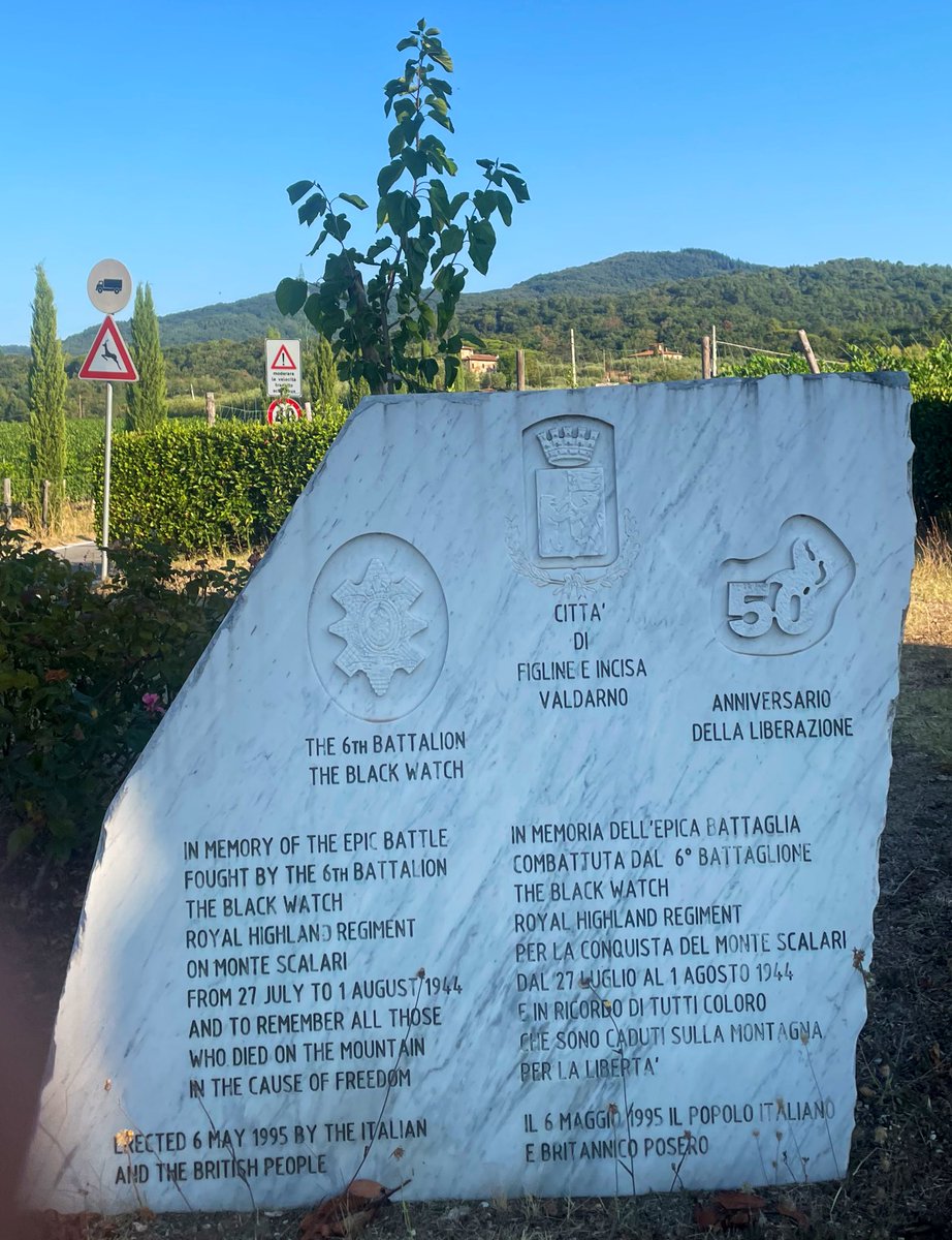 don_maclean's tweet photo. Paying my respects to the Jocks on this morning’s ‘run’. @James1940 The Black Watch on Monte Scalari. Tough country to fight in, relentless heat &amp; hills. @almurray https://t.co/fxGLNr5fm5