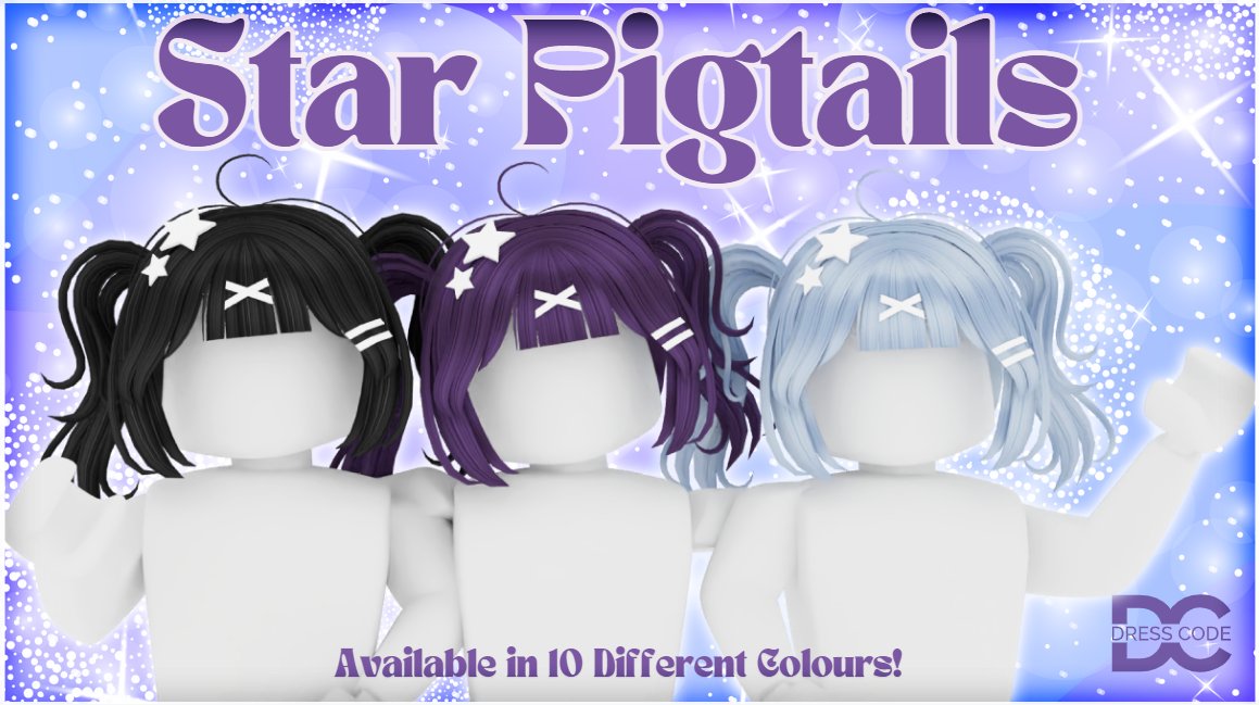 🌟✨💫 Shine bright with the new Star Pigtails! These adorable short pigtails with star clips are available in 10 stunning colours to match any style. Perfect for adding a touch of sparkle to your Roblox avatar!
Find your favourite here roblox.com/catalog?Keywor…

#RobloxUGC
