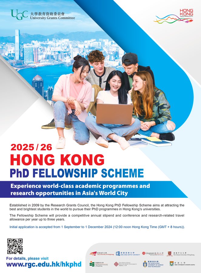 ResearchinNig's tweet image. Call for Application!!!
Hong Kong PhD Fellowship Scheme 2025 without IELTS
Deadline: December 1, 2024

Note for Students who have done a Bachelors’s degree can also apply for a direct Ph.D. Program.

More info: techstour.com/hkpfs-program-…
#Scolarship #Internationalstudies