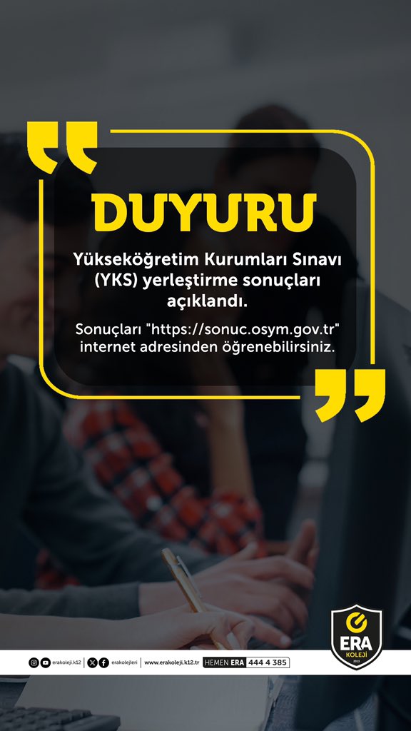 📌Yükseköğretim Kurumları Sınavı (YKS) yerleştirme sonucunuzu aşağıdaki linke tıklayarak öğrenebilirsiniz.✍️🏫

sonuc.osym.gov.tr

#yks2024 #ykstercih #yksyerleştirmesonucu #ösym #erakoleji