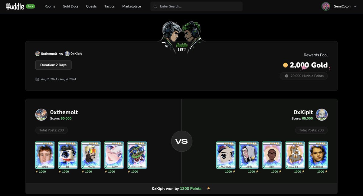 🪙GM Pals,

We're excited to announce that our Analytics Page and Gold Docs is now live! 🎉

What’s New?

- Exclusive Access for Huddle Pals:

Holders of Huddle Pals can now access the Analytics Page (huddle.wtf/analytics) and share feedback on features they'd like to see.