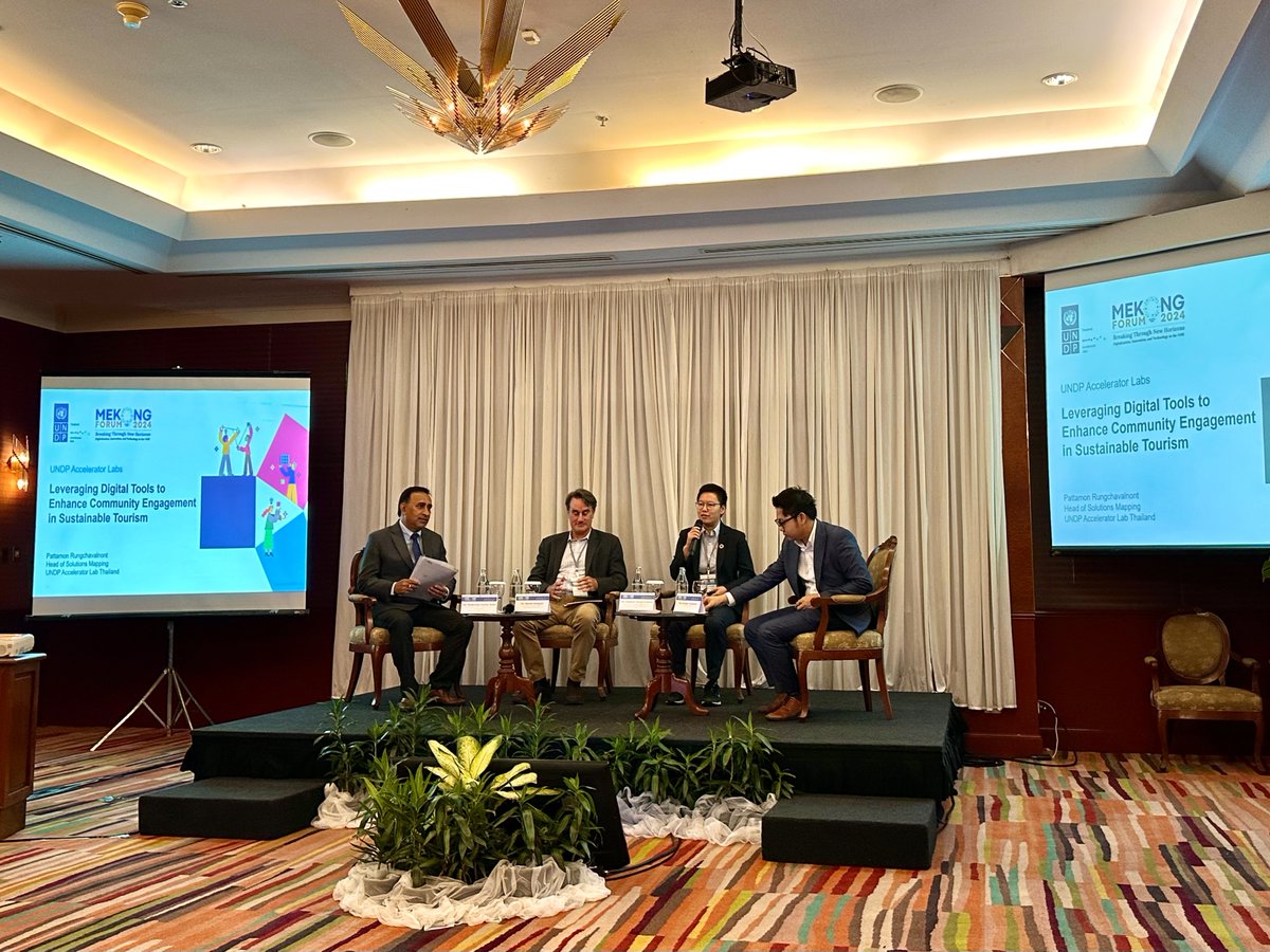UNDPThailand's tweet photo. 📍🗺️ในการประชุม Mekong Forum 2024 @UNDPAccLabs🇹🇭 ร่วมแชร์มุมมองการใช้ดิจิทัลเพื่อพัฒนาการท่องเที่ยวในลุ่มแม่น้ำโขงให้คนพิการต้องเข้าถึงทุกบริการได้!
UNDP ผลักดันการท่องเที่ยวไทยในสุโขทัย สุพรรณบุรี และสงขลาโดยไม่ทิ้งคนพิการและสูงวัย #AccLabTH #MekongInstitute https://t.co/I0kNXptqU8