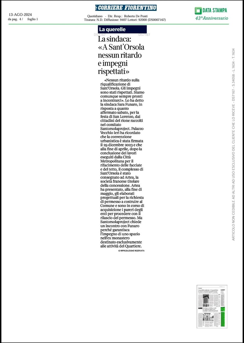 #LaboratorioSanLorenzo
via <a href="/corrierefirenze/">Corriere Fiorentino</a> 
'Ma Santorsolaproject chiede un incontro con Funaro perchè garantisca l'impegno di uno spazio nell'ex monastero destinato esclusivamente alle attività del Quartiere'