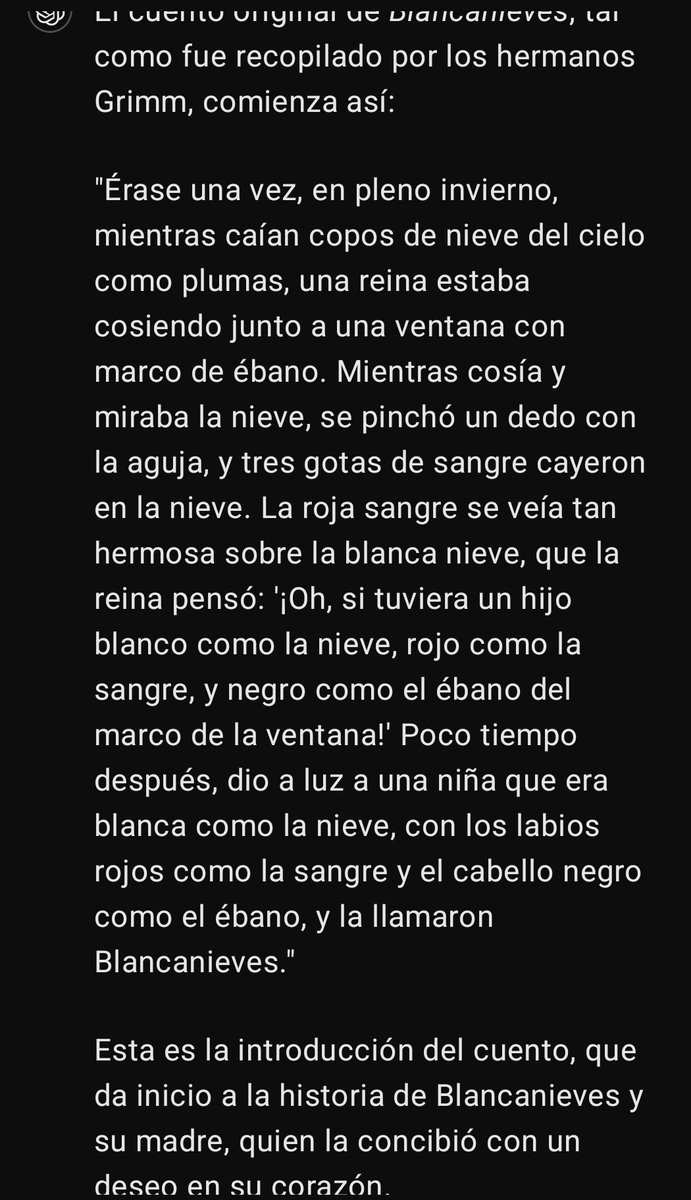 Con solo una simple pregunta a ChatGPT. #BlancaNieves