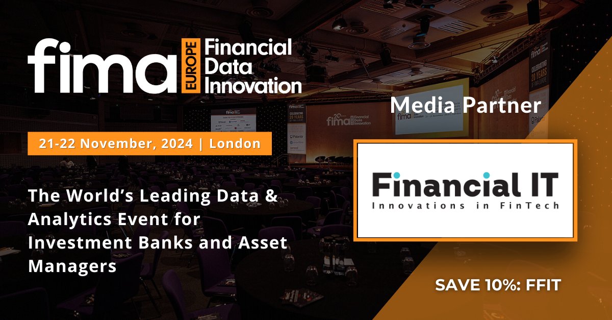 financialit_net's tweet image. FIMA Europe returns on Nov 21-22 at Novotel London West! Get a 10% discount with code FFIT: 
shorturl.at/YCbfD 

#FIMA #DATA #AI #Cloud