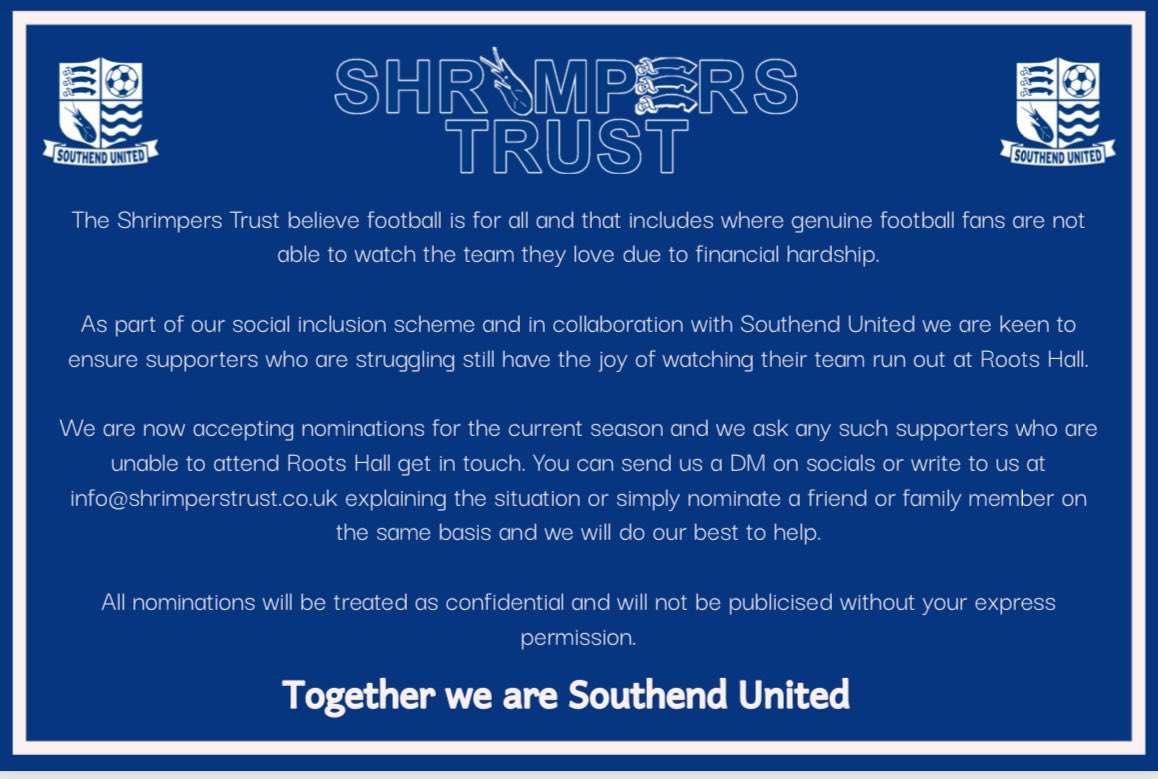 Football is for all 💙

We are on the look out for nominations (detailed below) as part of our social inclusion project - please get in touch

👇👇