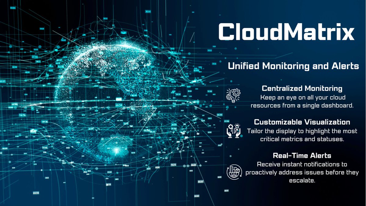 IChinasoft's tweet image. 🚀 Stay Ahead with #CloudMatrix&apos;s Unified Monitoring and Alerts! 
Monitor all your #cloud resources from a single dashboard. Enjoy real-time alerts, customizable visualizations, and enhanced visibility for optimal performance and quick issue resolution! #IT #cloudsolutions