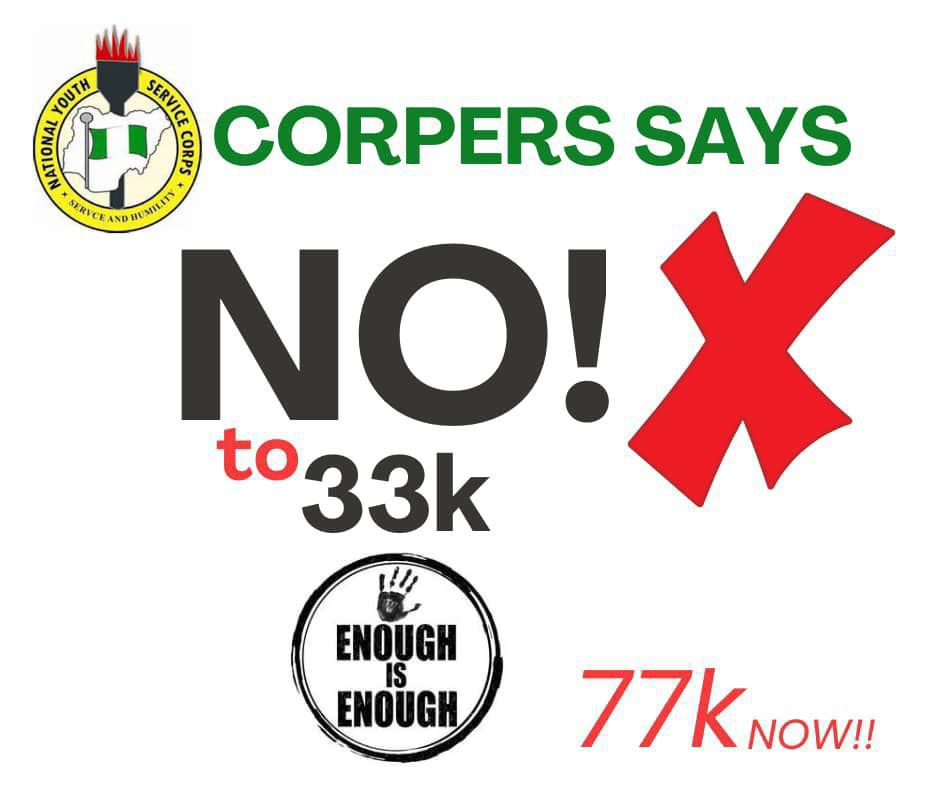 EhihieMunachi's tweet photo. CORPS MEMBERS MATTER!
SERVING WITH HONOR, NOT HUNGER!
We left comfort for service, but not for starvation!
Patriotism drives us, but hunger cripples us.
CORPS MEMBERS DESERVE BETTER
#CorpsMembersMatter #77kOrNothing #EndHungerInService
#Nysc #NYSCAllowance https://t.co/qvbwRD5tsj
