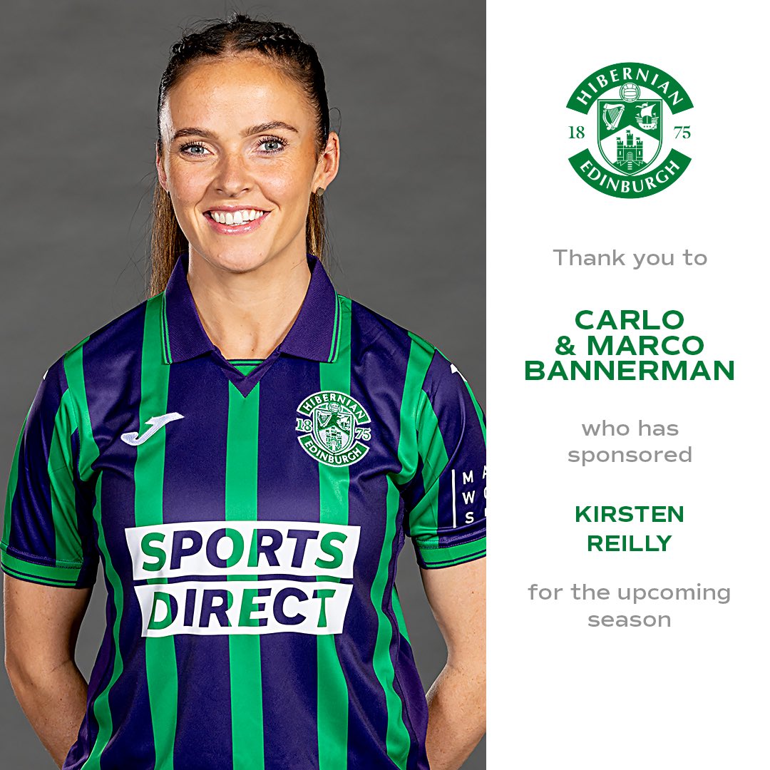 HibernianWomen's tweet photo. Thank you to Carlo &amp; Marco Bannerman for their sponsorship of @KirstenReilly16! 💚 

Find out what is included in our player sponsorship packages here 👉 https://t.co/BBBmDR8TeZ https://t.co/eIAD4k2P8p