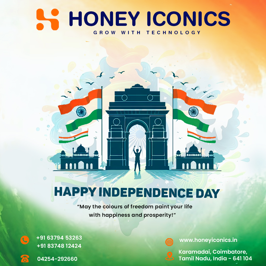 arul031981's tweet photo. Wishing everyone a Happy Independence Day! May the spirit of freedom continue to inspire us all.
#IndependenceDay #Honeyiconics #BestWebDesignCompanyInCoimbatore #DigitalFreedom #WebDesign #CelebrateIndependence https://t.co/XEnmb8w4nc
