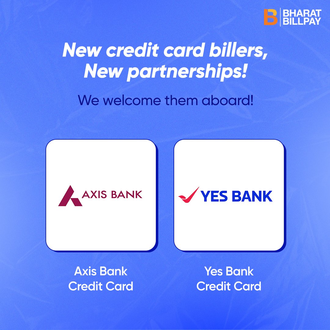 BharatConnect_'s tweet photo. Growing stronger together! We're thrilled to onboard these new billers. We are constantly enhancing the Bharat BillPay experience for you!
@AxisBank @YesBank
#BharatBillPay #DigitalIndian #Convenience https://t.co/D5iKfHhRX2
