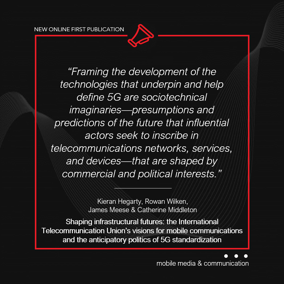 Mobile Media & Comm (@mobilemediacomm) on Twitter photo 📡📱@assemblingweb, <a href="/endotician/">rowan wilken</a>, J. Meese & <a href="/catmiddleton/">Dr. Catherine Middleton</a> explore the critical role of the vision for 5G standardization and the efforts in making it a reality.
Learn about the decade-long process that establishes these standards & drives development.
🔗journals.sagepub.com/doi/10.1177/20… 📡📱@assemblingweb, <a href="/endotician/">rowan wilken</a>, J. Meese & <a href="/catmiddleton/">Dr. Catherine Middleton</a> explore the critical role of the vision for 5G standardization and the efforts in making it a reality.
Learn about the decade-long process that establishes these standards & drives development.
🔗journals.sagepub.com/doi/10.1177/20…