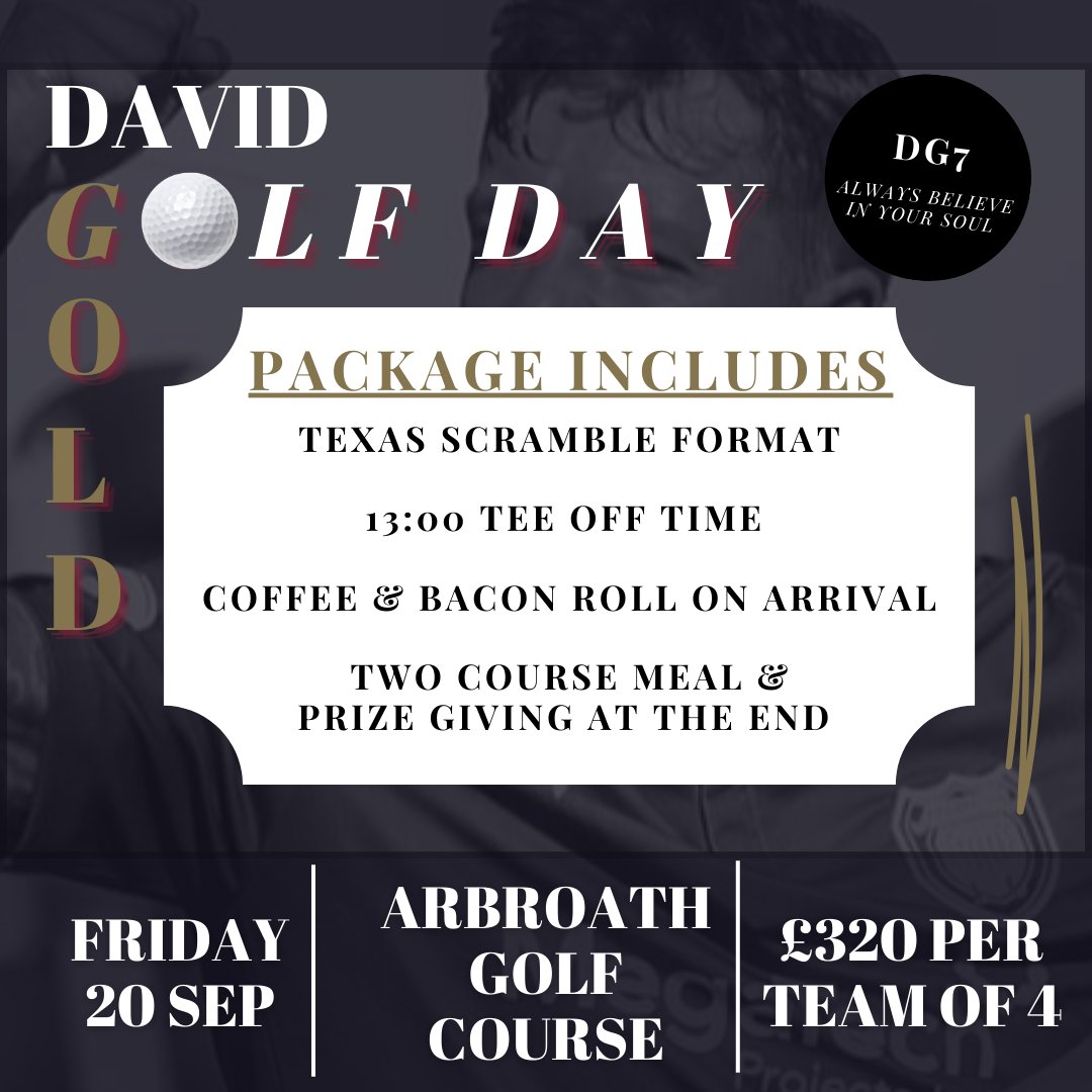 The David Gold Testimonial Committee are delighted to announce the second event, The David Gold Golf Day!

Please see our Facebook and Instagram on how to get tickets or check out our website in our bio!