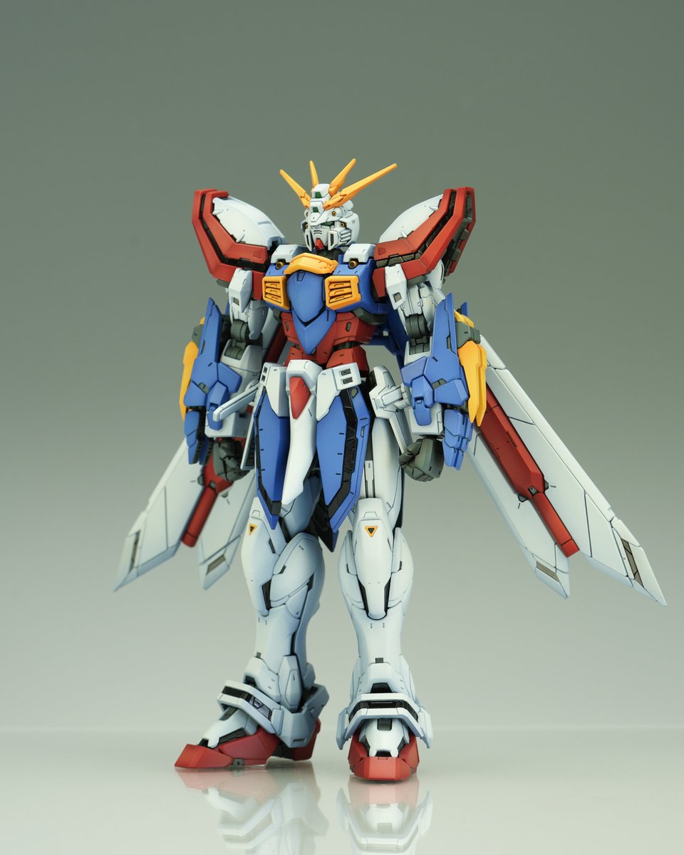 mokeitau's tweet photo. （タッチアップと墨入れを残して丸2年放置してしまった）
RG ゴッドガンダムがようやく完成㊗
偶然にも2年前の今日が発売日
 #ガンプラ #Gガンダム30周年 https://t.co/PjTn96VHIr