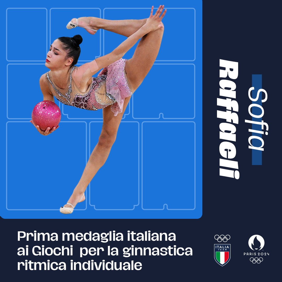 ItaliaTeam (@italiateam_it) on Twitter photo È la rivoluzionaria della ginnastica ritmica! 💙
Alla sua prima partecipazione olimpica, ha riscritto la storia della sua disciplina, conquistando a #Paris2024 uno straordinario bronzo. 🥉
Fatevi sentire per la nostra magica Sofia Raffaeliii!!! 👏
#ItaliaTeam <a href="/Federginnastica/">Federazione Ginnastica Italia</a> È la rivoluzionaria della ginnastica ritmica! 💙
Alla sua prima partecipazione olimpica, ha riscritto la storia della sua disciplina, conquistando a #Paris2024 uno straordinario bronzo. 🥉
Fatevi sentire per la nostra magica Sofia Raffaeliii!!! 👏
#ItaliaTeam <a href="/Federginnastica/">Federazione Ginnastica Italia</a>