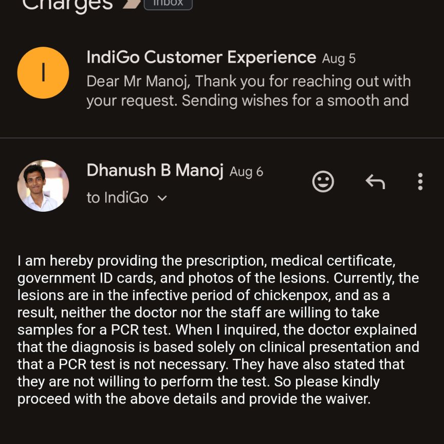 DhanushBManoj2's tweet photo. @IndiGo6E Please check your emails @indig https://t.co/xGPp4pnYQy