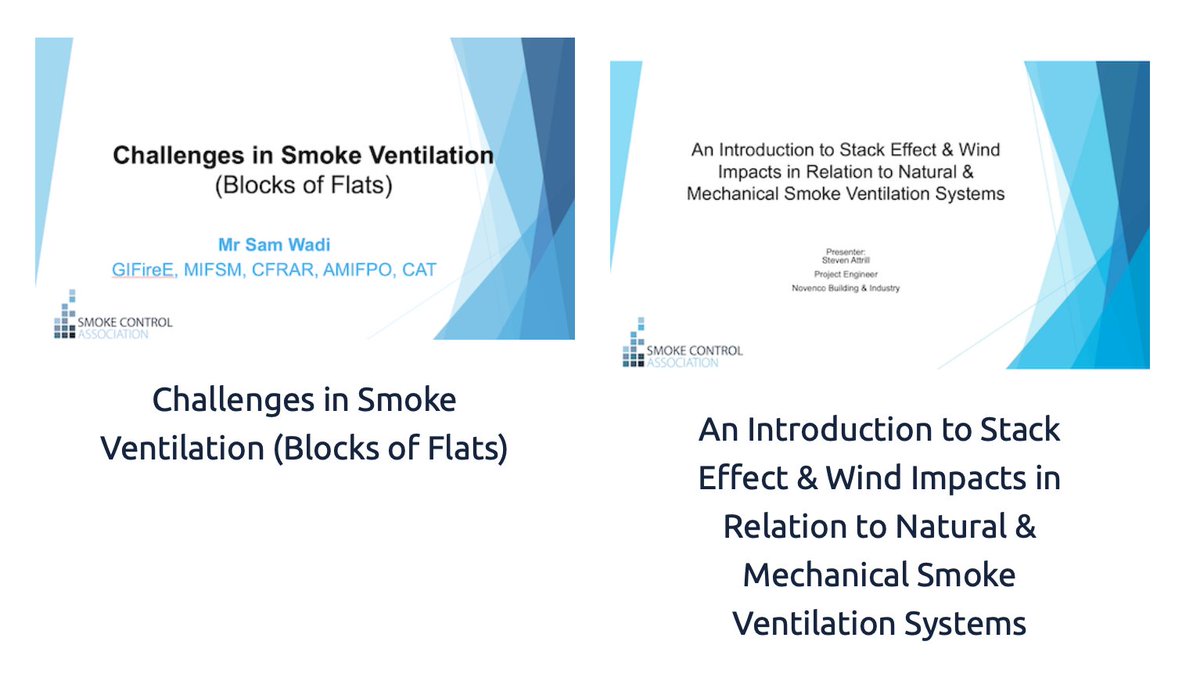 At this year's <a href="/FireSafetyEvent/">Fire Safety Events</a>, two insightful presentations were made from SCA members. You can now download and view them both via the Resources section of the <a href="/SmokeContAssoc/">Smoke Control Association (SCA)</a> website: smokecontrol.org.uk/resources