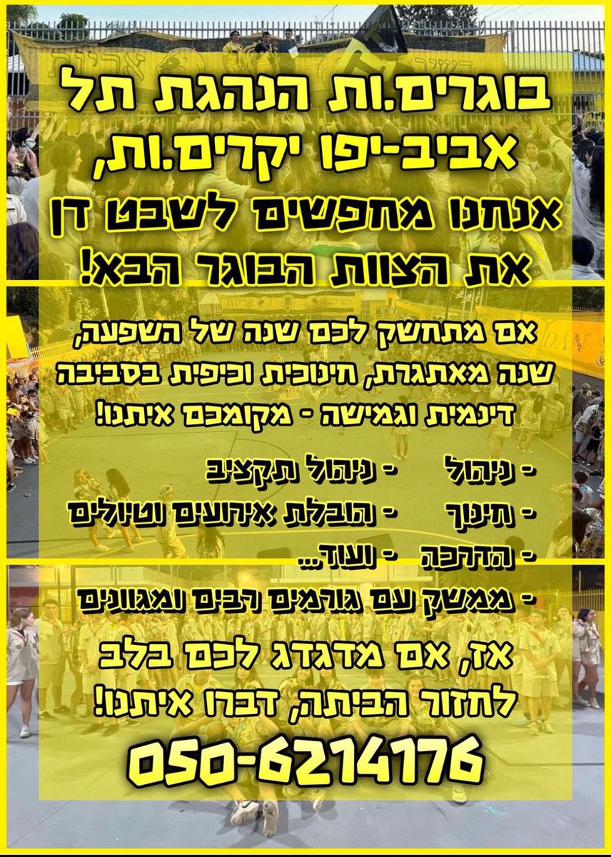 shavetdan's tweet photo. בואו לרכז בשבט דן💛 https://t.co/GaS77H3toD