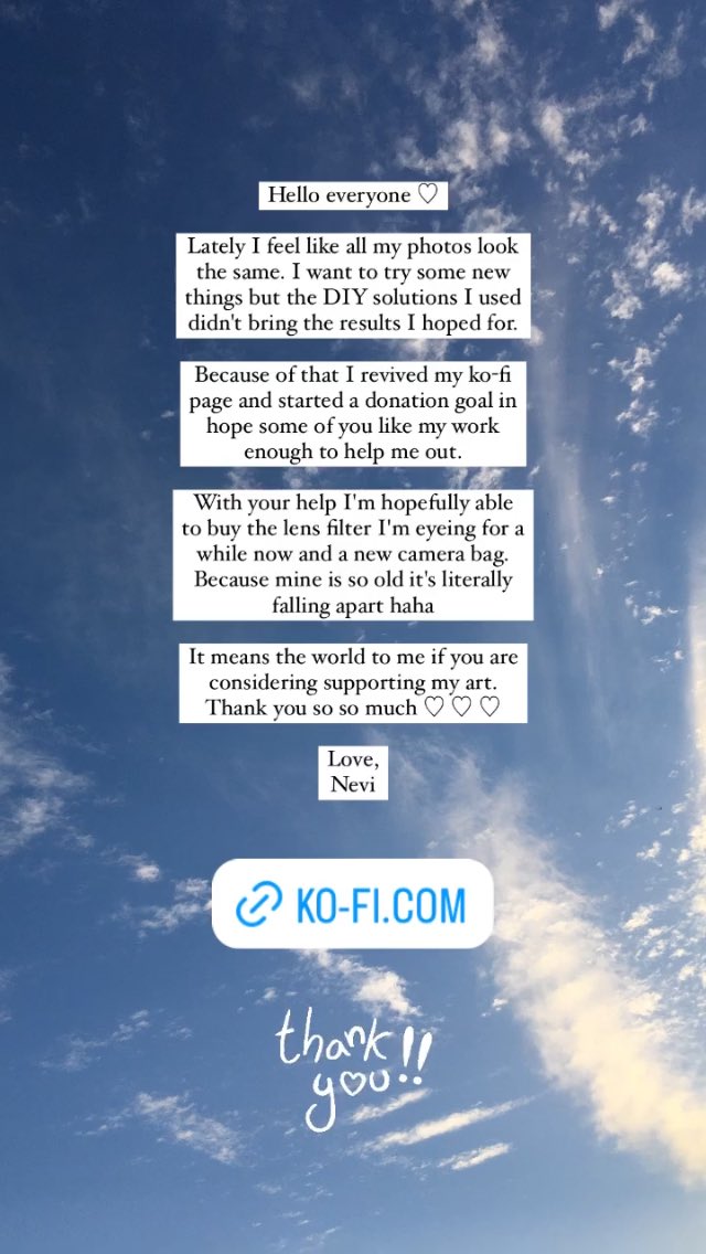 If I ever took photos of you and you liked them, please consider helping out 🤍✨

ko-fi.com/A6803S44/goal?…