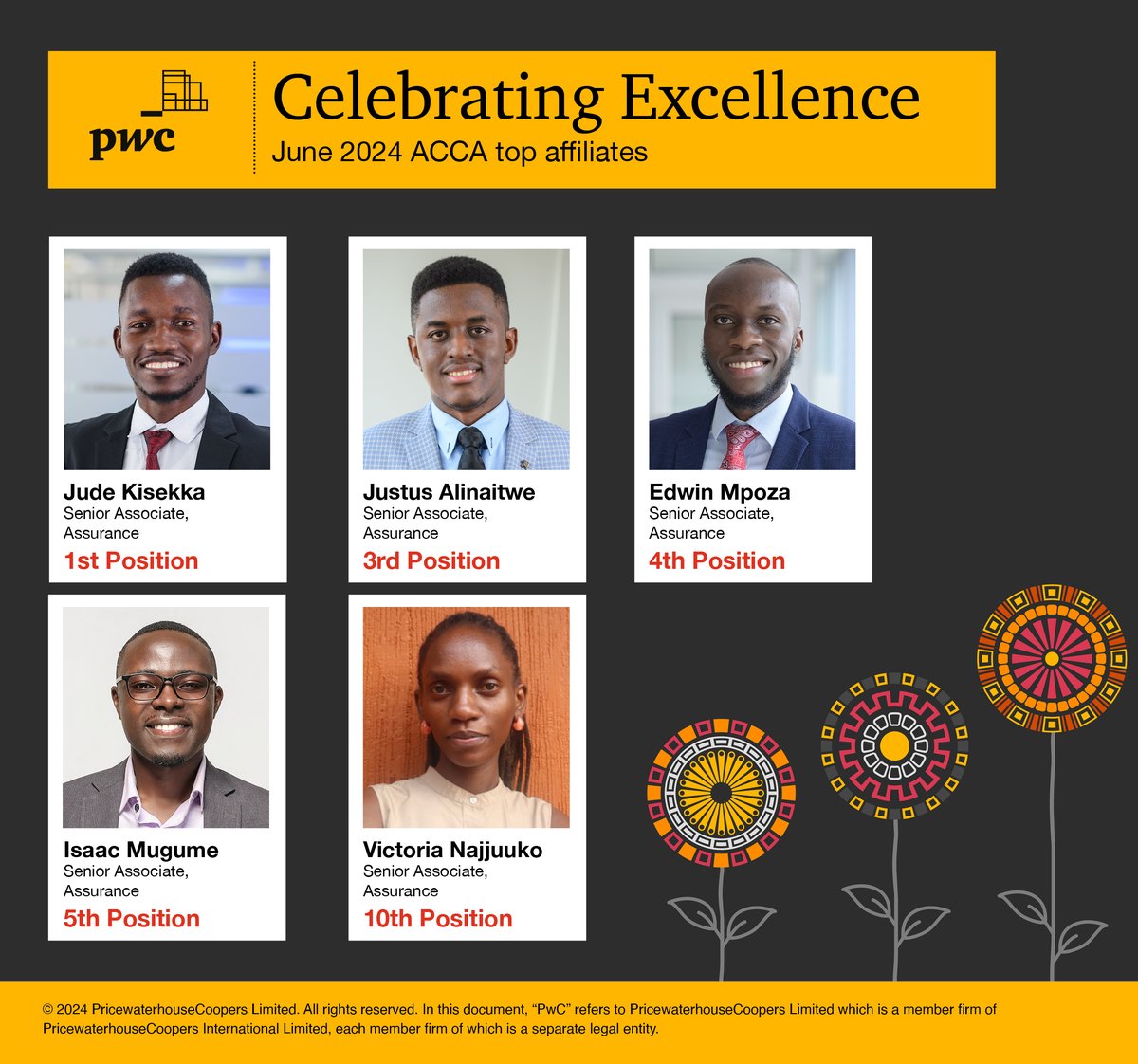PwC_UG's tweet image. Congratulating our newly qualified ACCA affiliates who attained stellar performance in their final exams and were among the top 10 in the country. #PwCProud