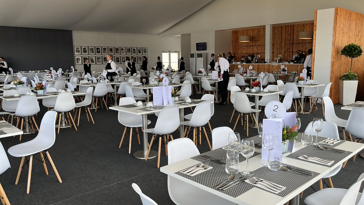 spaceworksuk's tweet image. Dining is a key part of any major event, and these areas - like this one at the Goodwood Festival of Speed - always need to be furnished in a stylish, professional way. In this case, it's with our white Eames chairs and Danilo bistro tables.