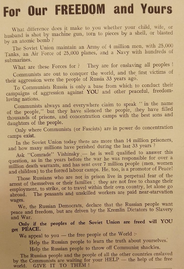 DrJCrossland's tweet photo. An example of the kind of anti-Soviet #propaganda that Robert Bruce Lockhart produced whilst working with émigré Russians in Britain and Radio Free Europe - how's your Tuesday evening?
#coldwar #CIA #communism #History #unsubtle #psyops #interesting https://t.co/JmznhJqMJq