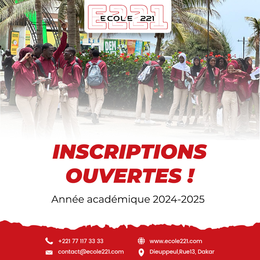 221Ecole's tweet image. Nous sommes ravis d&apos;annoncer que les inscriptions pour l&apos;année académique 2024-2025 sont désormais ouvertes !  Nous vous invitons à visiter notre site web 👉ecole221.com 

#OpportunitéÉducative #marketingdigital #Formation #Licence #Ecole221 #Design #DevelopementWeb