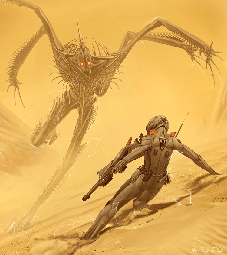 MiladyDJ's tweet photo. Its time-traveling abilities notwithstanding, the Shrike was a formidable combatant. Its many thorns and blades allowed it to effortlessly eviscerate and dismember virtually any opponent, and it often chose to do so in an extremely gruesome and painful manner. 🐉 https://t.co/blFq6jKBBU