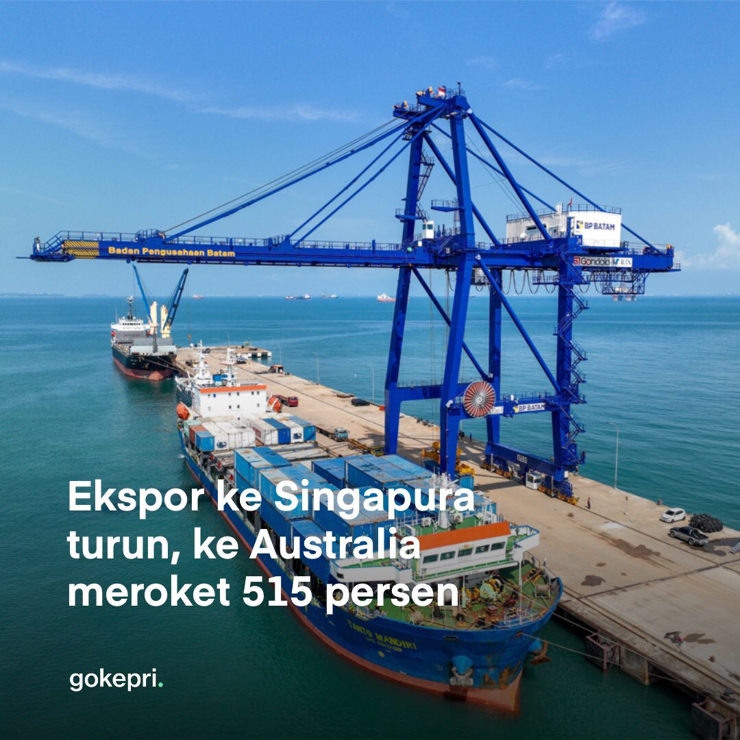Kinerja ekspor Batam tak begitu menggembirakan sepanjang paruh pertama 2024. Ekspor ke Singapura turun cukup signifikan. Namun di sisi lain, ekspor ke Australia dan Inggris justru meroket ratusan persen. Baca: gokepri.com/ekspor-batam-k…