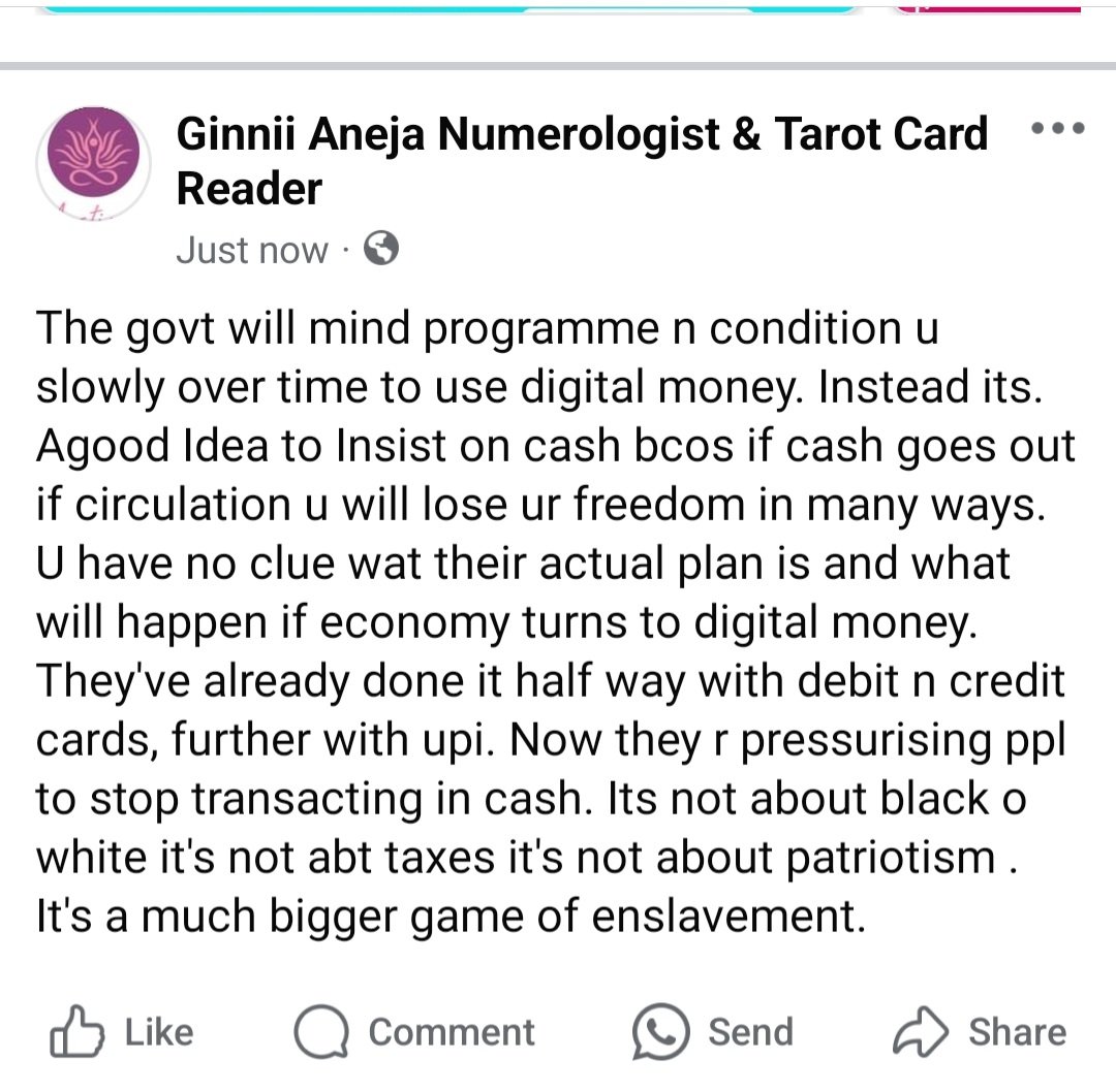 GinniAneja11's tweet photo. Today a restaurant refused cash. What do u do if u don't have a credit card or fone on u. Ever wonder what the poor will do? How will they manage/survive? Ban places that don't accept cash. I wld Try not to use digital currency if i value my freedom. https://t.co/afJ7tiejTu