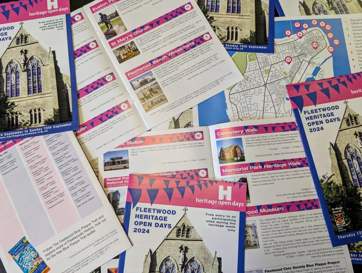 Healthier Fleetwood (@healthierfltwd) on Twitter photo The 2024 <a href="/heritageopenday/">Heritage Open Days</a> are Thurs 12th - Sun 15th September, of course there's loads to see in Fleetwood!
Thank you to Fleetwood Civic Society for dropping off copies of the guide book for this year, you can pick one up from the Healthier Fleetwood Centre, 1-7 Lord Street. The 2024 <a href="/heritageopenday/">Heritage Open Days</a> are Thurs 12th - Sun 15th September, of course there's loads to see in Fleetwood!
Thank you to Fleetwood Civic Society for dropping off copies of the guide book for this year, you can pick one up from the Healthier Fleetwood Centre, 1-7 Lord Street.