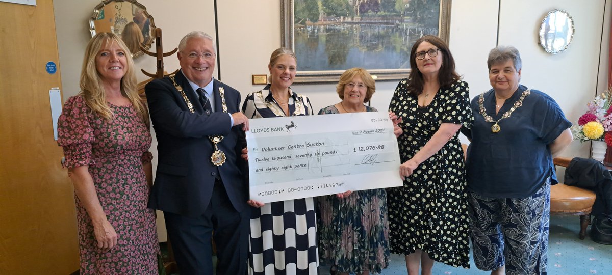 The Mayor's Charities Fundraising Committee raised an incredible £24,153.76 during the 2023-24 Mayoral term. Myself, Mayoress and Madam Deputy Mayor were delighted to present the final cheques to both charities St Raphael's Hospice &amp; Volunteer Centre Sutton at a Mayoral reception
