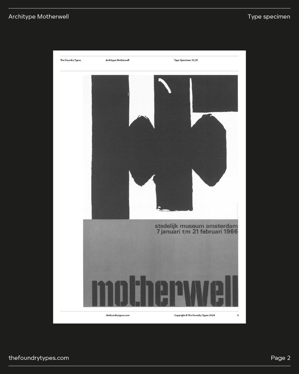 TheFoundryTypes's tweet image. Architype Motherwell comes in 5 styles — ranging from Light to Heavy. The variable font is available for free when you purchase the complete family. 

Try or Buy via the links in our profile.

#wimcrouwel #crouwel #typedesign #typeface #typography #fonts #sansserif #poster
