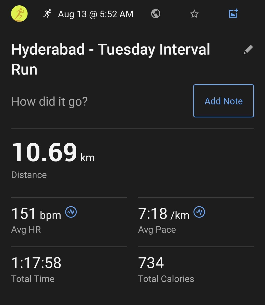 databaaj's tweet photo. #TuesdayIntervalRun of 10.69 Kms targeting intervals at a pace of < 5:00. Took it a bit easy due to fasting. Empty stomach & barefoot.
(WU): 3 Kms
11 x (200 m run + 100 m recovery)
(CD): 4.39 Kms
No hydration needed; excellent weather!
#Pledge24 #ARStats2024 #RunningTwitter https://t.co/7DNNMRoxT2