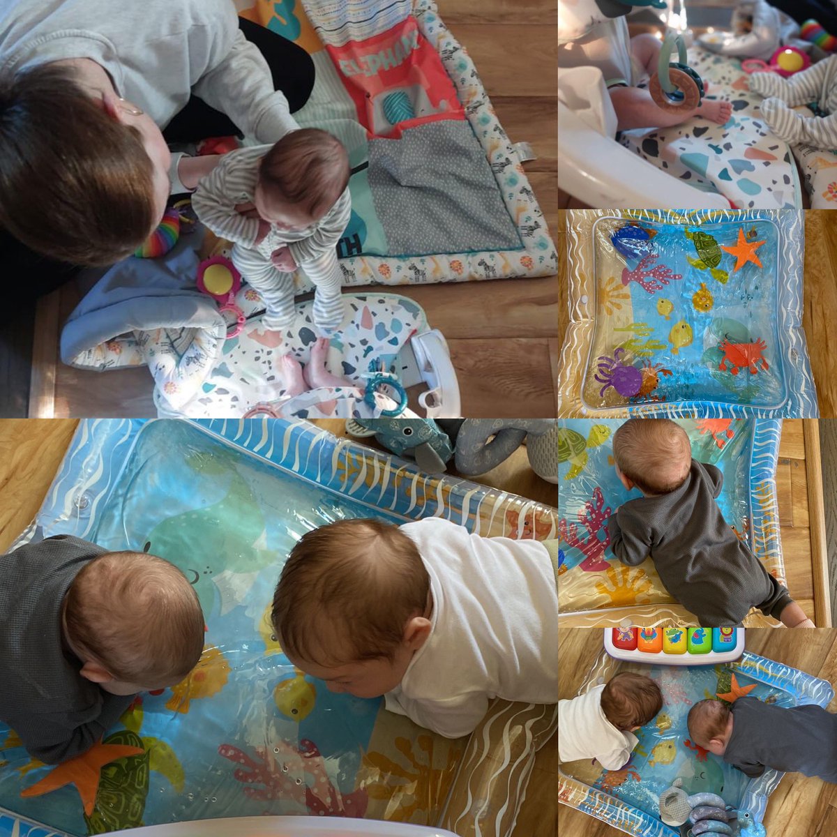 Lots of activity at Cherry Blossom Cottage. The babies were having some Tummy Time getting to interact with some of their colourful toys. #tummytime #newmamsupport